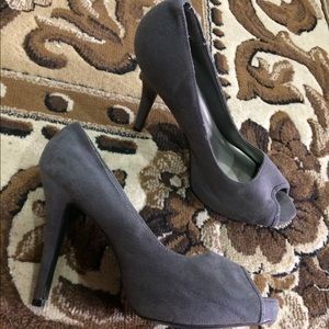 Grey suede heels
